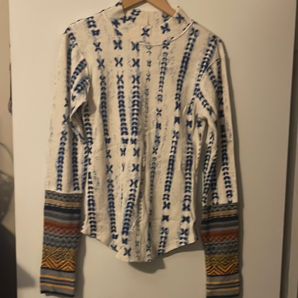 Free People Multicolor Patterned Long Sleeve thermal top XL